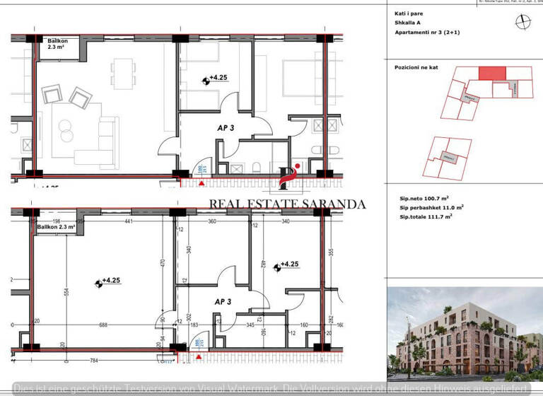 Wohnung zum Kauf 161.965 € 2 Zimmer 111,7 m² 1. Geschoss Saranda 9701