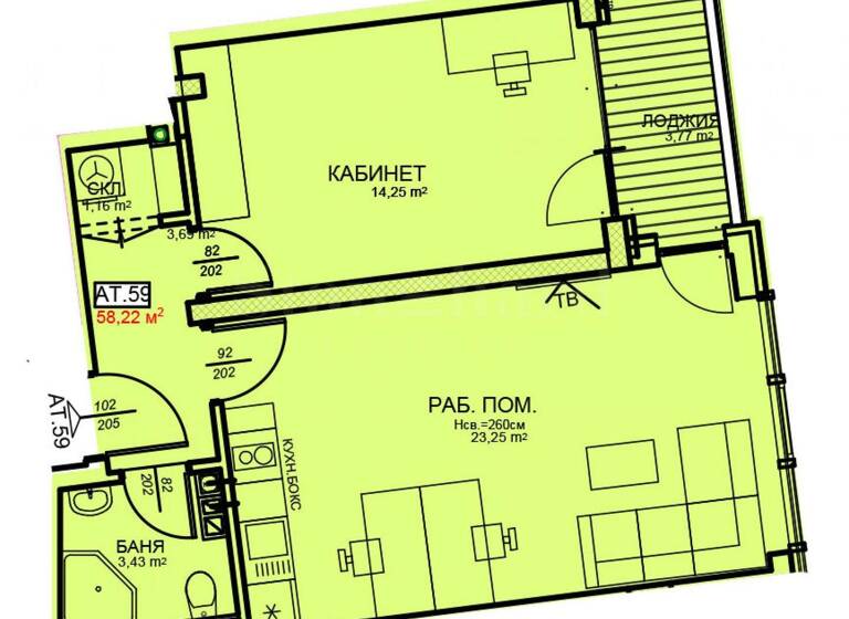 Studio zum Kauf 180.154 € 2 Zimmer 69,3 m² Sofia