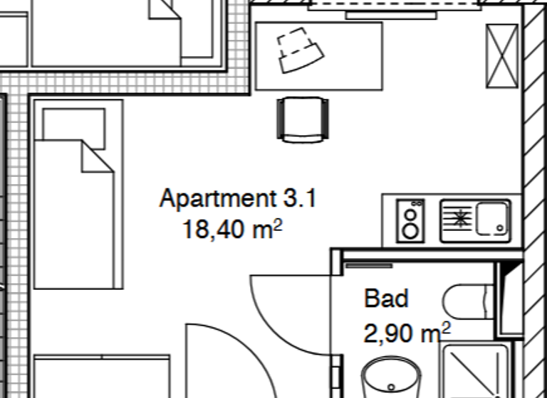 Studio zur Miete 450 € 1 Zimmer 21,3 m² 3. Geschoss frei ab sofort Essenweinstraße 8 Tafelhof Nürnberg 90443