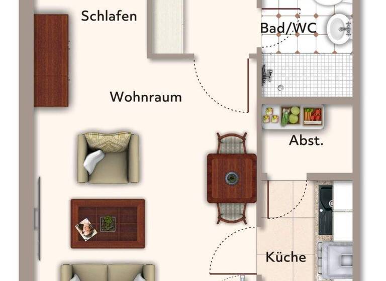 Wohnung zum Kauf 128.000 € 1,5 Zimmer 40 m² 1. Geschoss Kriegenbrunn Erlangen 91056