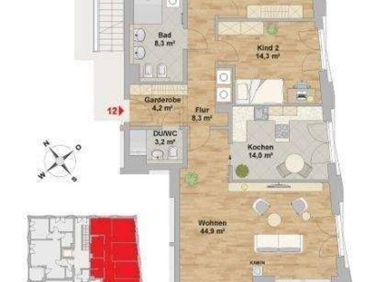 Penthouse zur Miete 2.360 € 4 Zimmer 131,1 m² 4. Geschoss frei ab 01.03.2026 Leipziger Vorstadt Dresden 01097