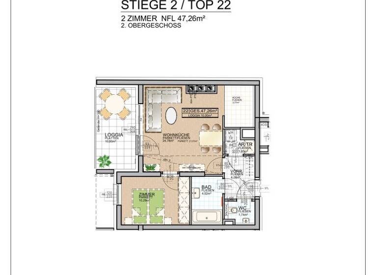Wohnung zur Miete 773 € 2 Zimmer 46,3 m² 2. Geschoss frei ab 15.04.2026 Schwechat 2320