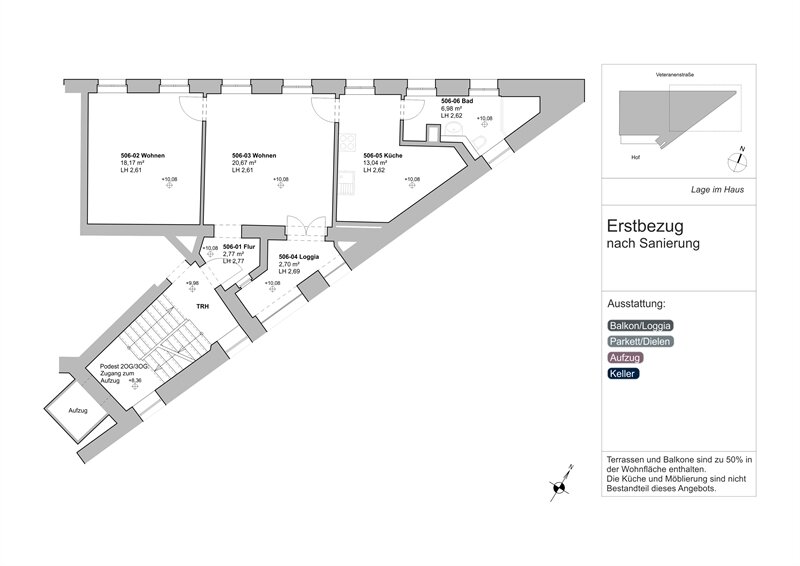 Wohnung zum Kauf 630.000 € 2 Zimmer 64,3 m²<br/>Wohnfläche 2.<br/>Geschoss ab sofort<br/>Verfügbarkeit Veteranenstr. 14 Mitte Berlin 10119