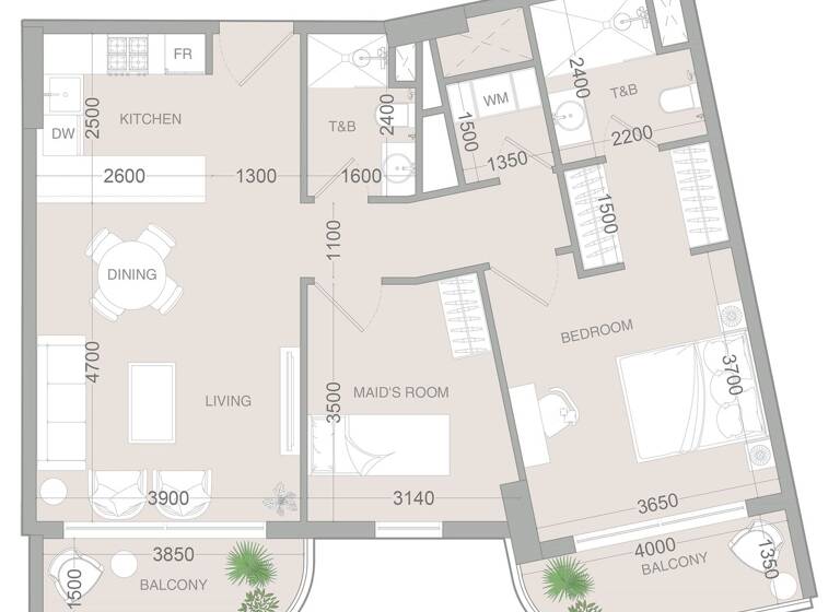 Wohnung zum Kauf provisionsfrei 355.878 € 2,5 Zimmer 89,2 m² Dubai 00000