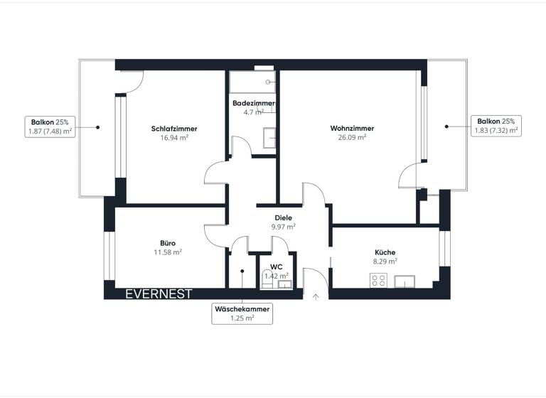 Wohnung zum Kauf 279.000 € 3 Zimmer 86 m²<br/>Wohnfläche 2.<br/>Geschoss Wettbergen Hannover 30457