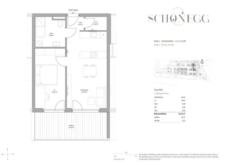 Wohnung zum Kauf - Erstbezug 413.900 € 2 Zimmer 51,4 m² 1. Geschoss Hall in Tirol 6060