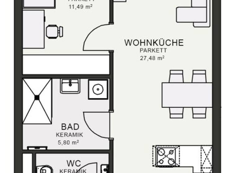 Wohnung zur Miete - Erstbezug 711 € 2 Zimmer 53,4 m² 6. Geschoss frei ab sofort Fröhlichgasse 23-35 Jakomini Graz 8010