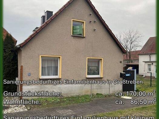 Einfamilienhaus zum Kauf 37.500 € 3 Zimmer 86,5 m² 170 m² Grundstück Großtreben Großtreben-Zwethau 04886