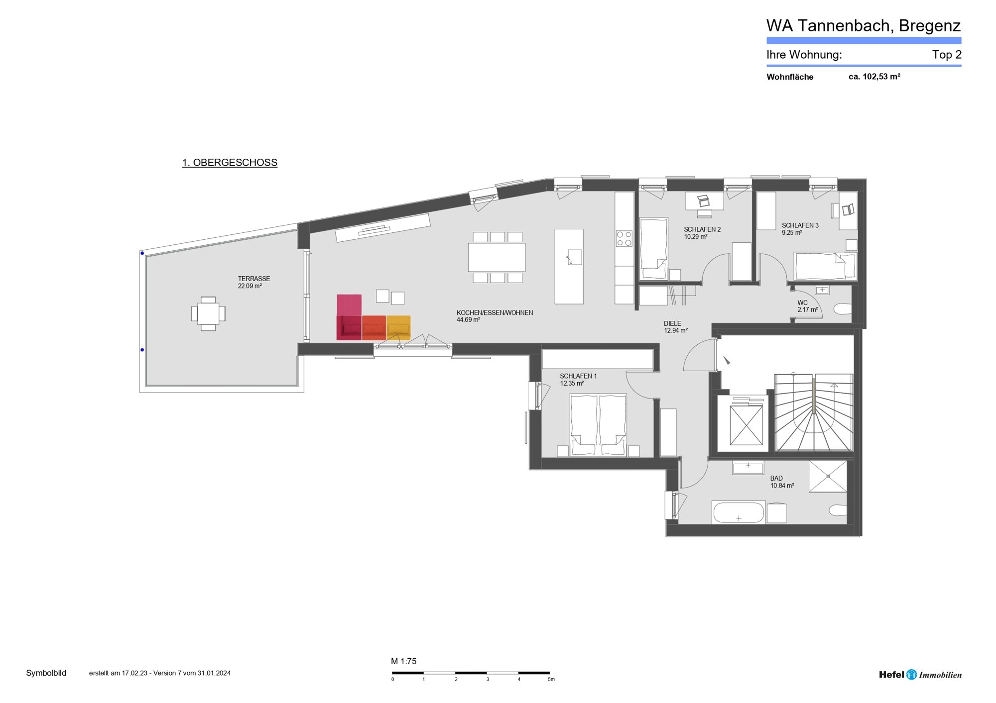 Wohnung zum Kauf 1.043.000 € 4 Zimmer 102,5 m²<br/>Wohnfläche Am Tannenbach 2 Bregenz 6900