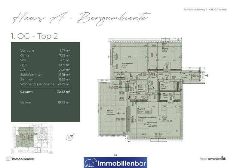 Wohnung zum Kauf - Erstbezug 498.000 € 3 Zimmer 70,7 m² 1. Geschoss Brahmsstöckelweg 8 Gmunden 4810