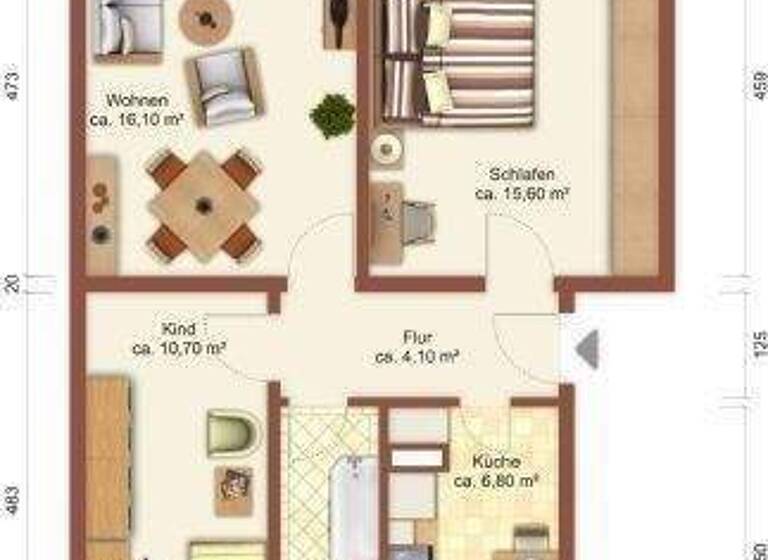 Wohnung zur Miete 374 € 3 Zimmer 60 m² 3. Geschoss Daimlerstraße 6 Löbau 02708