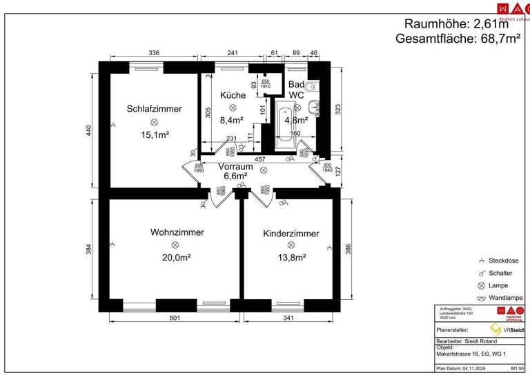 Wohnung zum Kauf 179.000 € 3 Zimmer 67,9 m² Makartstraße 16 Lustenau Linz 4020
