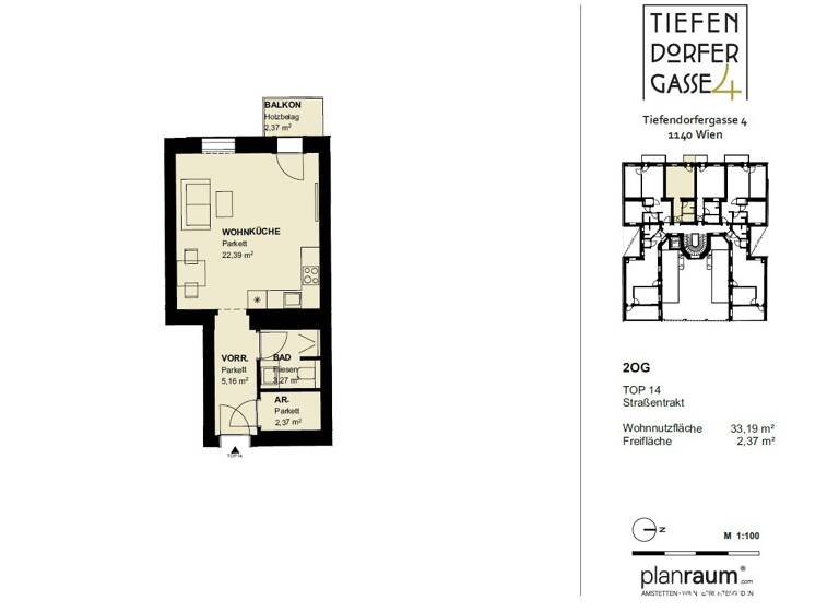Studio zum Kauf - Erstbezug 220.000 € 1 Zimmer 33,1 m² 2. Geschoss Wien 1140