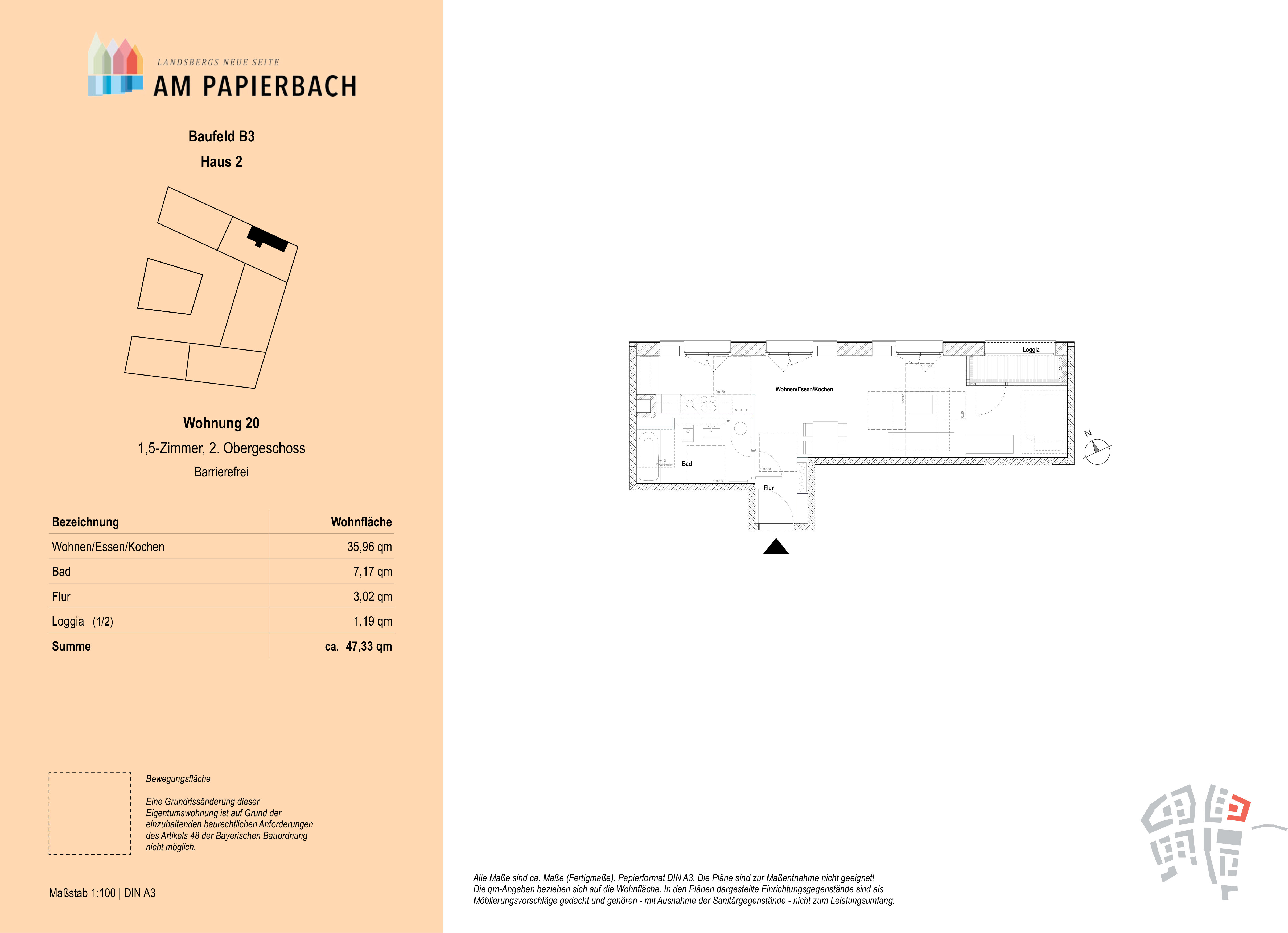 Wohnung zum Kauf provisionsfrei 419.900 € 1,5 Zimmer 47,3 m²<br/>Wohnfläche 2.<br/>Geschoss Stadtgebiet Landsberg am Lech 86899