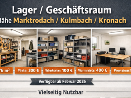 Büro-/Lagergebäude zur Miete 10 € 3 Zimmer 76 m² Bürofläche Nordhalben 96365