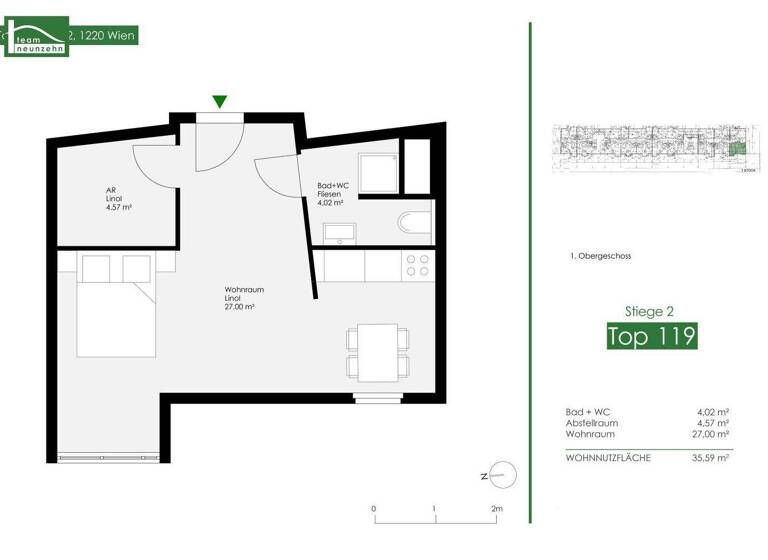 Studio zur Miete 652 € 1 Zimmer 35,6 m² 1. Geschoss frei ab 01.04.2026 Tokiostraße 12 Wien 1220