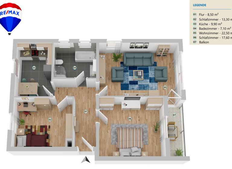 Wohnung zum Kauf 452.000 € 3 Zimmer 82,3 m²<br/>Wohnfläche ab sofort<br/>Verfügbarkeit Oberau Oberau 82496