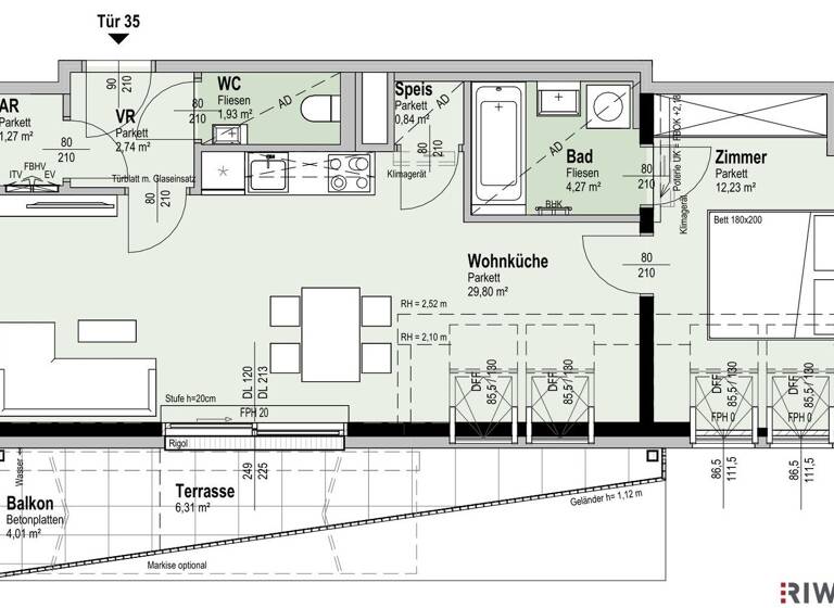 Wohnung zum Kauf - Erstbezug 399.800 € 2 Zimmer 53,1 m² 5. Geschoss Fahrbachgasse 6 Wien 1210