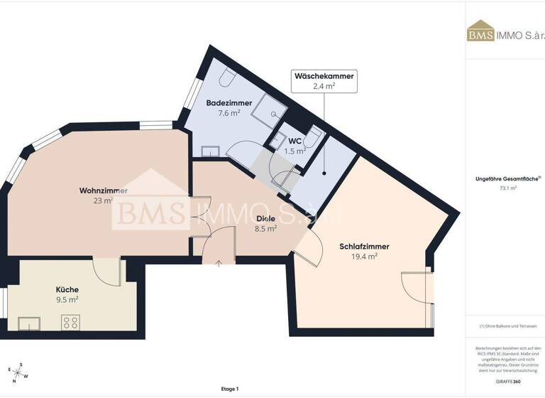 Studio zum Kauf provisionsfrei 619.000 € 1 Zimmer 71,9 m² 3. Geschoss Echternach 6437