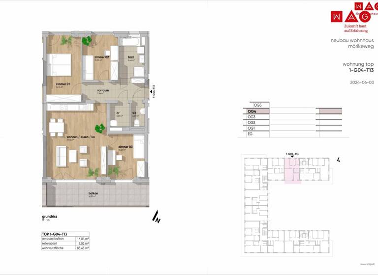 Wohnung zum Kauf - Erstbezug 486.190 € 4 Zimmer 83,6 m² frei ab sofort Mörikeweg Waldegg Linz 4020