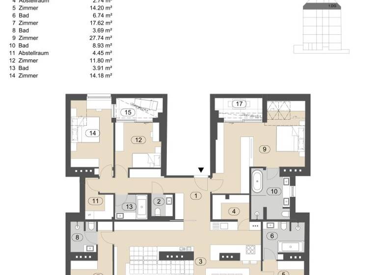 Wohnung zum Kauf - Erstbezug 2.290.000 € 6 Zimmer 191,1 m² 4. Geschoss Blattgasse 11 Wien 1030