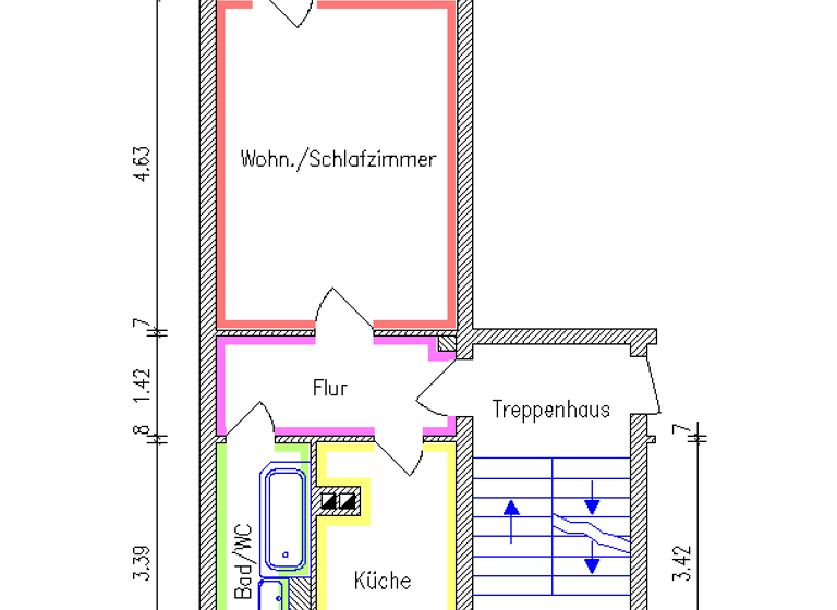 Studio zur Miete 193 € 1 Zimmer 33,2 m² 2. Geschoss frei ab 31.03.2026 Arthur-Strobel-Str. 78 Gablenz Chemnitz 09127