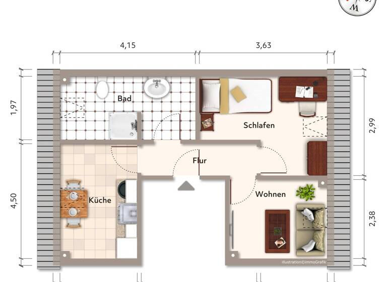 Wohnung zur Miete 374 € 2 Zimmer 45 m² 3. Geschoss frei ab 01.05.2026 Rostocker Straße 3 Neue Neustadt Magdeburg 39124