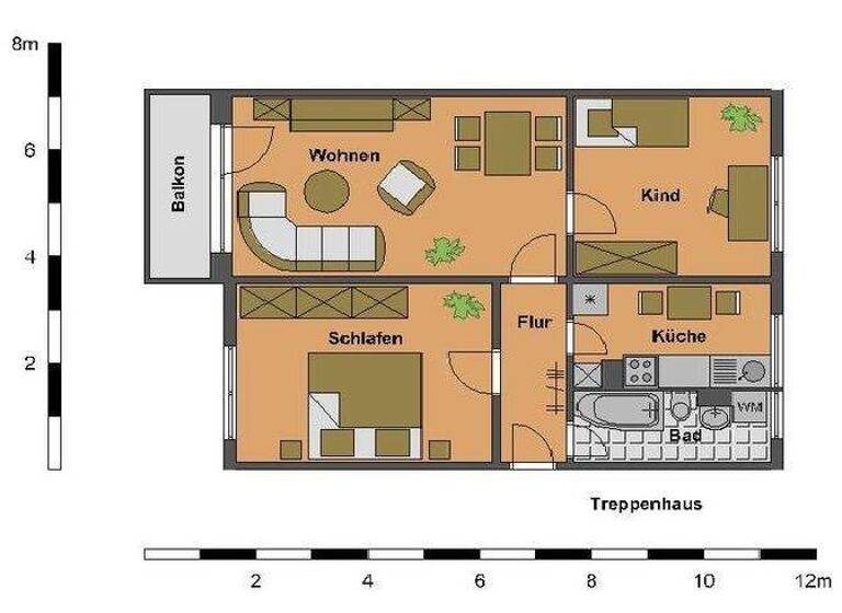Wohnung zur Miete nur mit Wohnberechtigungsschein 360 € 3 Zimmer 65,8 m² 4. Geschoss frei ab 01.04.2026 Humboldtstraße 5 Oschersleben 39387