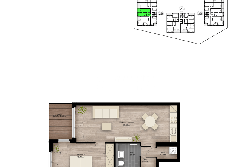 Wohnung zum Kauf - Erstbezug provisionsfrei 319.900 € 2 Zimmer 55,1 m² Elisabeth-Habeth-Weg 24-32 Witterschlick Alfter 53347