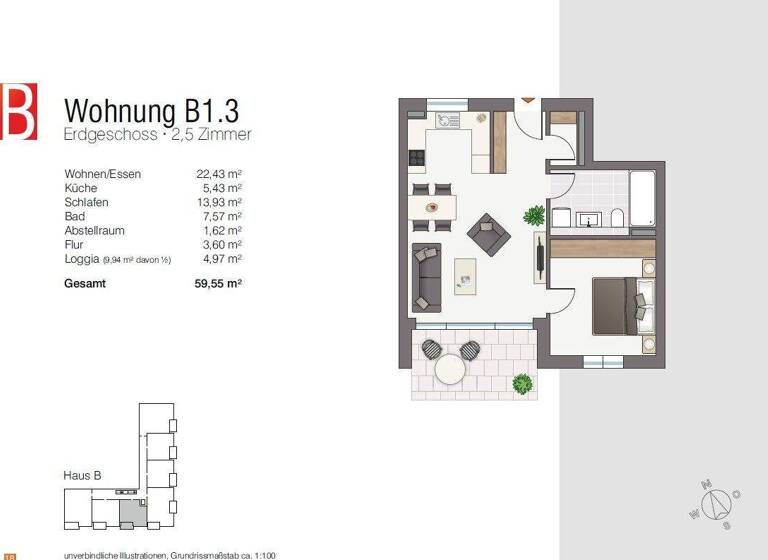 Wohnung zum Kauf provisionsfrei 294.100 € 2,5 Zimmer 62,6 m² Mühlhausen Mühlhausen-Ehingen 78259