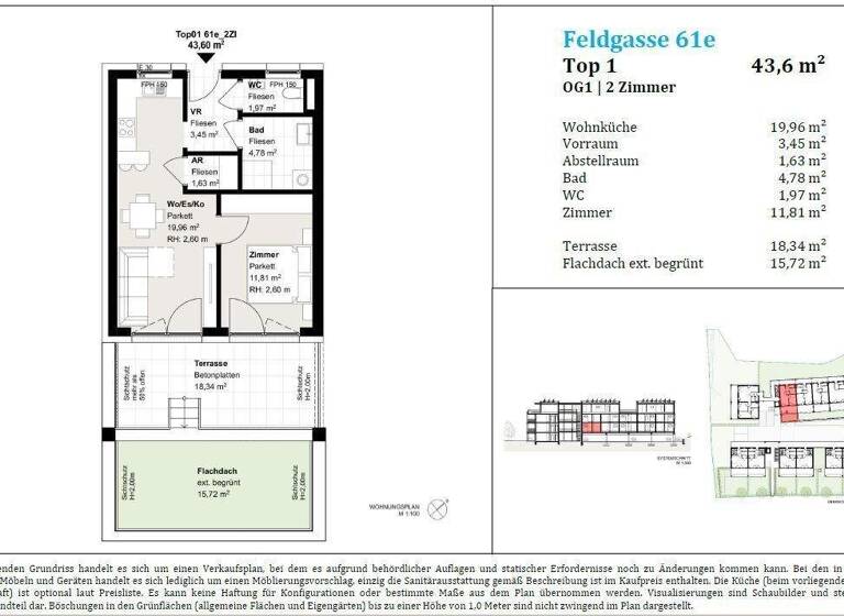 Wohnung zum Kauf provisionsfrei 205.000 € 2 Zimmer 43,6 m² 1. Geschoss Feldgasse Gleisdorf 8200
