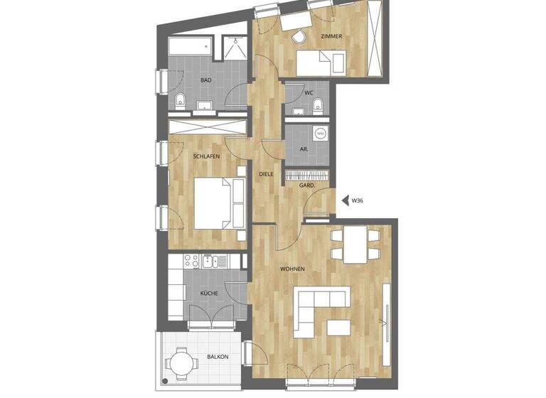 Wohnung zum Kauf - Erstbezug provisionsfrei 459.000 € 3 Zimmer 95,4 m² 3. Geschoss Atter Osnabrück 49090