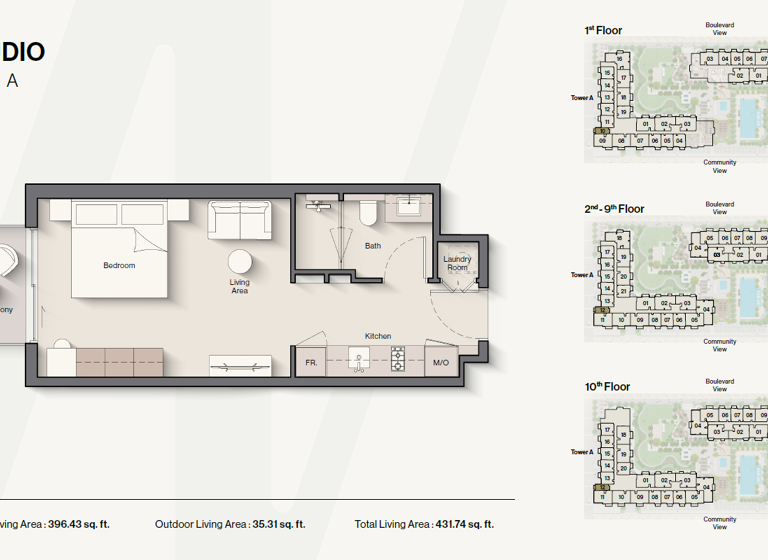 Studio zum Kauf 174.780 € 1 Zimmer 40,1 m² Dubai