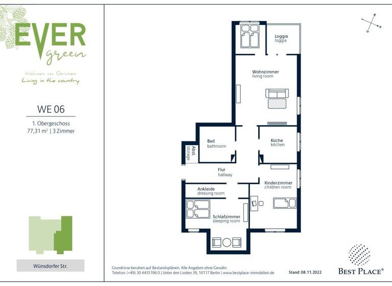 Wohnung zum Kauf provisionsfrei 322.000 € 3 Zimmer 77,3 m² 1. Geschoss Wünsdorfer Straße 104 Lichtenrade Berlin 12307