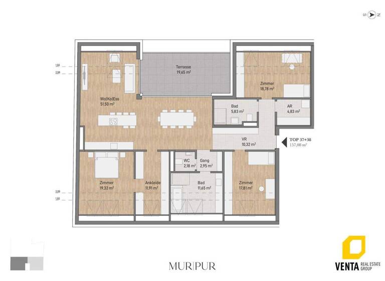 Wohnung zum Kauf 1.086.564 € 4 Zimmer 157,1 m² 5. Geschoss Lagergasse 56 Gries Graz 8020