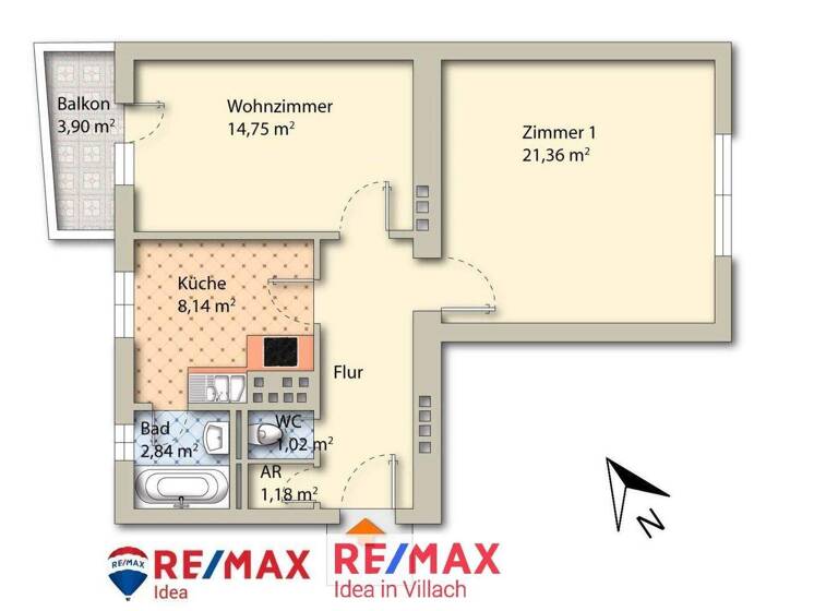 Wohnung zum Kauf 165.000 € 2 Zimmer 57 m² 2. Geschoss St. Martin Villach 9500
