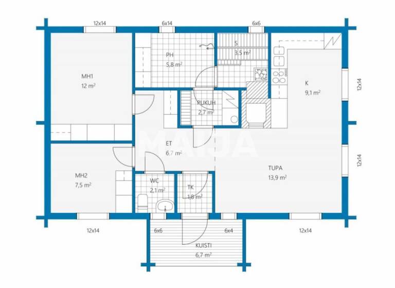 Einfamilienhaus zum Kauf 69.000 € 3 Zimmer 70 m² 3.170 m² Grundstück Itäpuolentie 3223 Tervola 95300