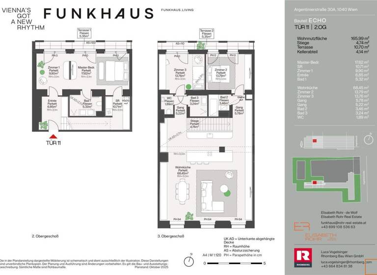 Maisonette zum Kauf - Erstbezug 2.200.000 € 4 Zimmer 166 m² 2. Geschoss Wien 1040