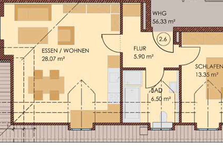 Wohnung zur Miete 850 € 2 Zimmer 56,3 m² frei ab 01.03.2026 Hundszell Ingolstadt 85051