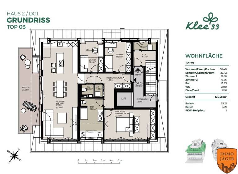 Wohnung zum Kauf - Erstbezug 1.159.100 € 4 Zimmer 124,5 m² 2. Geschoss Knabenseminarstraße 31 und 33 Urfahr Linz 4040