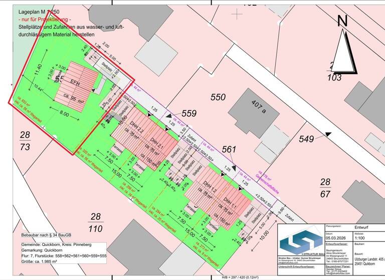 Einfamilienhaus zum Kauf provisionsfrei 691.870 € 5 Zimmer 126 m² 653 m² Grundstück Ulzburger Landstraße 405a Quickborn 25451