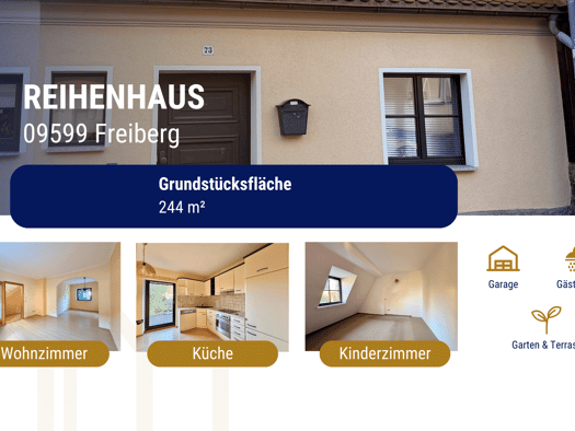 Reihenmittelhaus zum Kauf 135.000 € 3 Zimmer 80 m² 244 m² Grundstück Freiberg Freiberg 09599