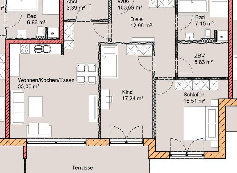 Terrassenwohnung zur Miete - Erstbezug 1.247 € 3 Zimmer 103,9 m² EG frei ab 01.06.2026 Öderfeldstraße 11 Töging Töging a.Inn 84513