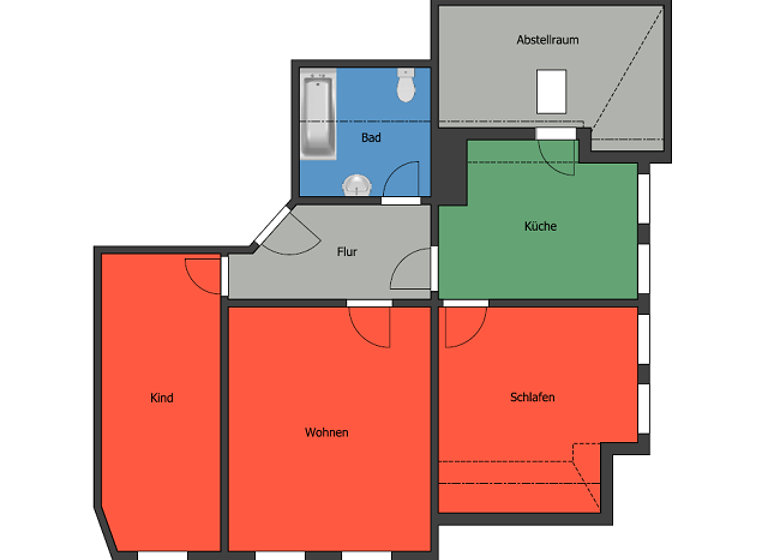 Wohnung zur Miete 372 € 3 Zimmer 53,9 m² 2. Geschoss frei ab sofort Grundmannstraße 10 Meißen 01662