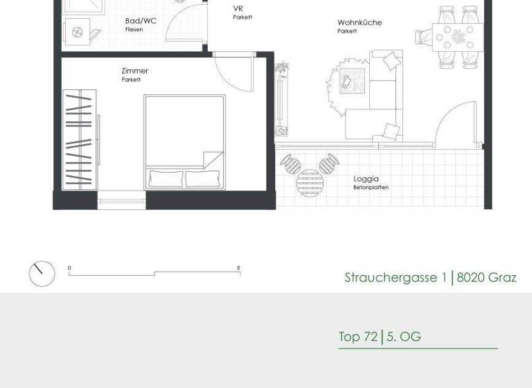 Wohnung zur Miete 553 € 2 Zimmer 33,9 m² 5. Geschoss frei ab 01.03.2026 Strauchergasse 1 Lend Graz 8020