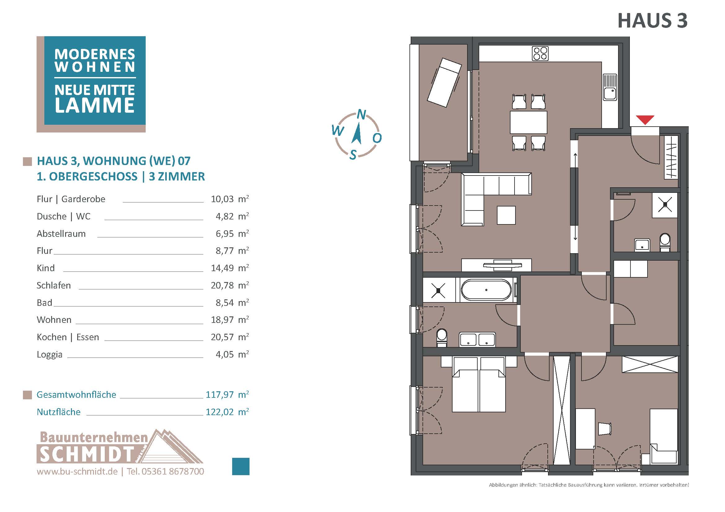 Wohnung zur Miete 1.298 € 3 Zimmer 118 m²<br/>Wohnfläche 1.<br/>Geschoss 01.01.2025<br/>Verfügbarkeit Lammer Busch 133 Lamme Braunschweig 38116