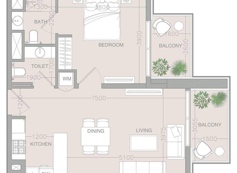 Wohnung zum Kauf provisionsfrei 300.782 € 2 Zimmer 66,2 m² Dubai 00000