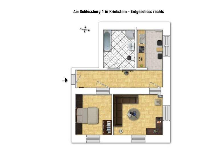 Wohnung zur Miete 265 € 2 Zimmer 47 m² EG frei ab sofort Am Schlossberg 1 Kriebethal Kriebstein 09648