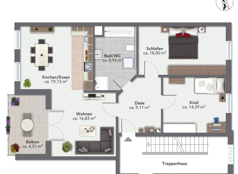 Wohnung zum Kauf 369.000 € 3 Zimmer 87 m² 1. Geschoss Mühldorf Mühldorf am Inn 84453