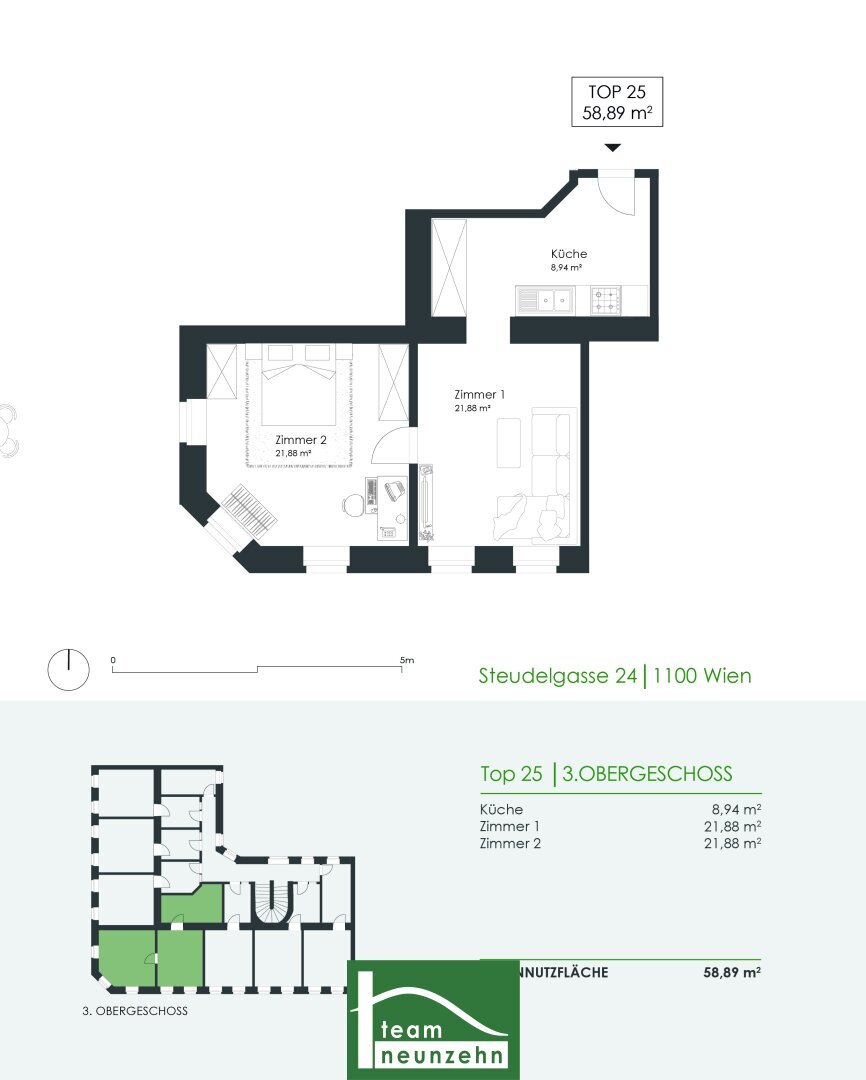 Wohnung zum Kauf 117.781 € 2 Zimmer 58,7 m²<br/>Wohnfläche 3.<br/>Geschoss Steudelgasse 24 Wien 1100